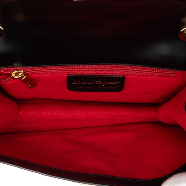 サルヴァトーレフェラガモ ロゴ ハンドバッグ ブラック パテントレザー レディース Salvatore Ferragamo 【中古】_6