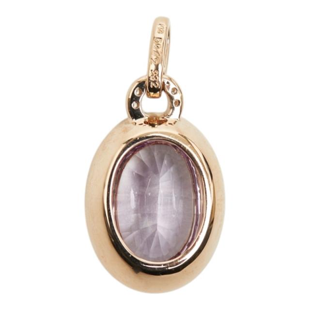 K18PG ピンクゴールド アメジスト9.32ct ダイヤ0.32ct ペンダントトップ ネックレス レディース 中古_2