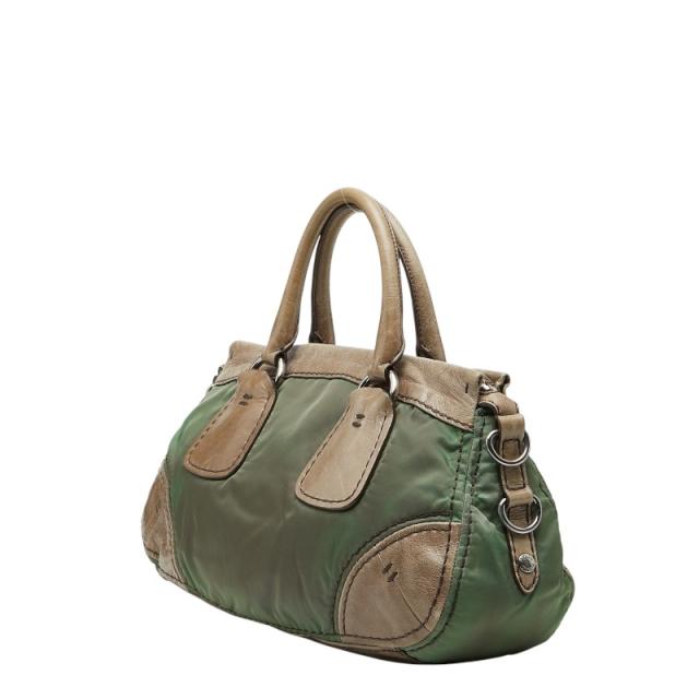 プラダ 三角ロゴプレート ハンドバッグ ショルダーバッグ 2WAY カーキグリーン系 ナイロン レザー レディース PRADA 【中古】_1