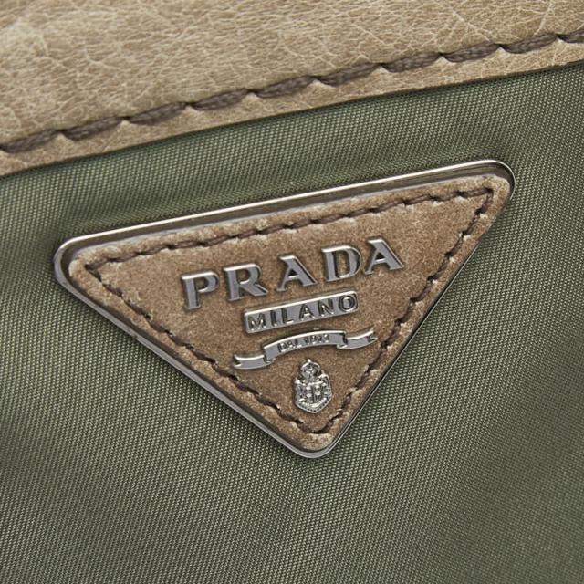 プラダ 三角ロゴプレート ハンドバッグ ショルダーバッグ 2WAY カーキグリーン系 ナイロン レザー レディース PRADA 【中古】_7