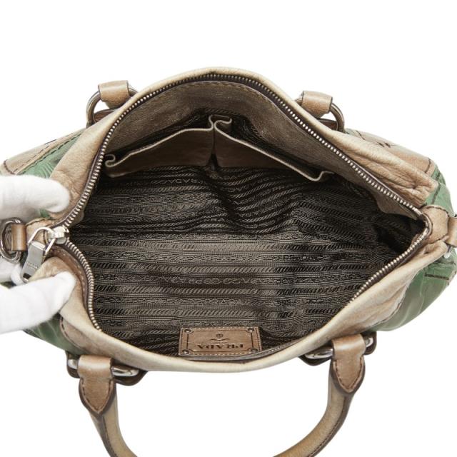 プラダ 三角ロゴプレート ハンドバッグ ショルダーバッグ 2WAY カーキグリーン系 ナイロン レザー レディース PRADA 【中古】_8