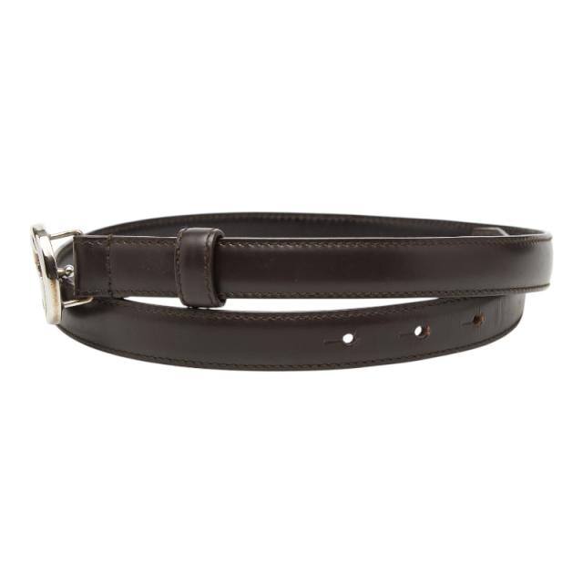 グッチ インターロッキングG ロゴバックル ベルト サイズ70 28 ダークブラウン レザー レディース GUCCI 【中古】_2