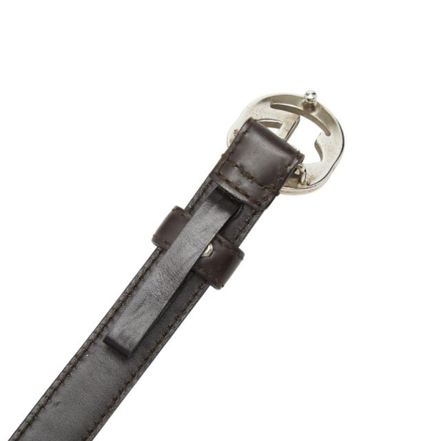 グッチ インターロッキングG ロゴバックル ベルト サイズ70 28 ダークブラウン レザー レディース GUCCI 【中古】_4