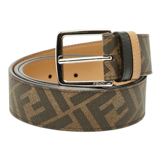 フェンディ ズッカ サイズ95 38 ベルト ダークグリーン ブラウン レザー メンズ FENDI 【中古】