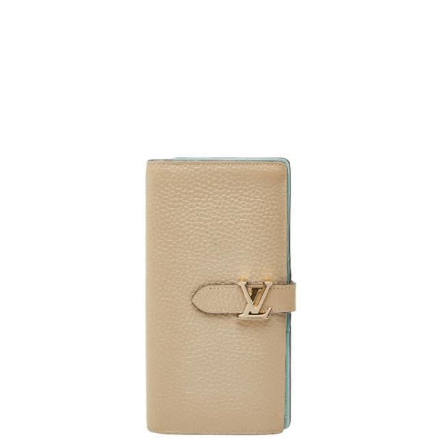 LOUIS VUITTON ベージュレザー長財布 モノグラムアンプラント ジッピー