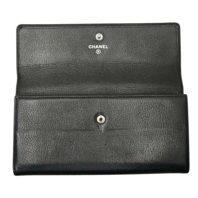 シャネル カメリア ココマーク 二つ折り 長財布 ブラック レザー CHANEL 【中古】_5