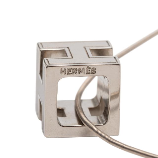 エルメス カージュ ド アッシュ Hキューブ ネックレス シルバー パープル メタル エナメル レディース HERMES 【中古】_4