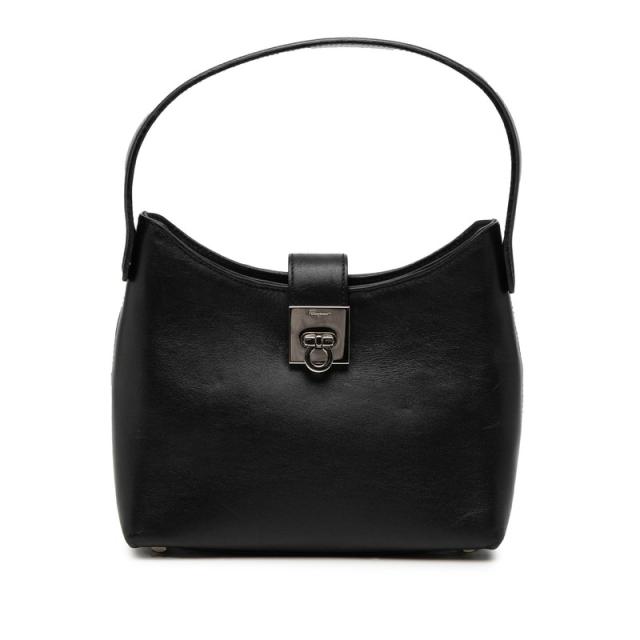 サルヴァトーレフェラガモ ガンチーニ ハンドバッグ Q21 0235 ブラック レザー レディース Salvatore Ferragamo 【中古】