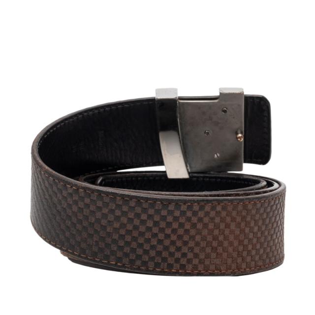 ルイ ヴィトン マイクロダミエ サンチュール LVイニシャル ベルト サイズ：90/36 M6876 ブラウン スウェード LOUIS VUITTON 【中古】_2