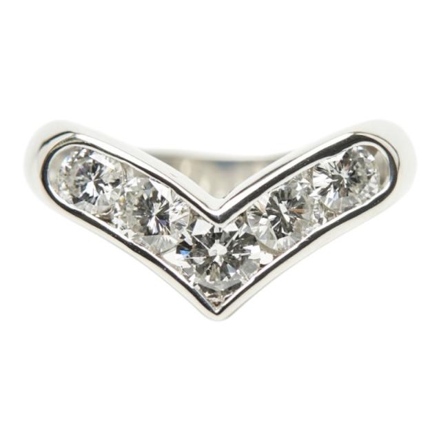 Pt900 プラチナ ダイヤ1.00ct V字リング リング 指輪 レディース 12号 