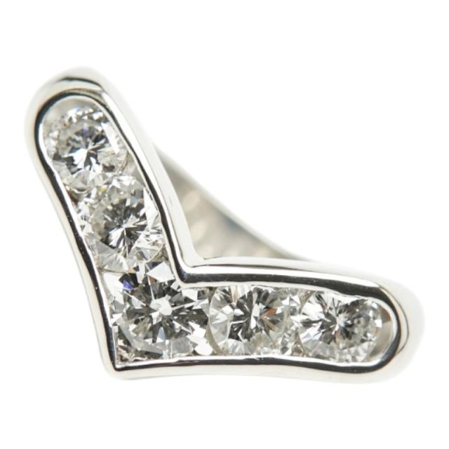 Pt900 プラチナ ダイヤ1.00ct V字リング リング 指輪 レディース 12号 