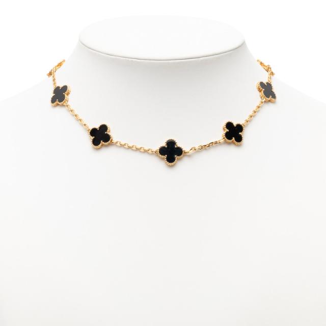 ヴァンクリーフ＆アーペル ヴィンテージ アルハンブラ ネックレス 10モチーフ ネックレス オニキス K18YG 750 Van Cleef&Arpels 【中古】