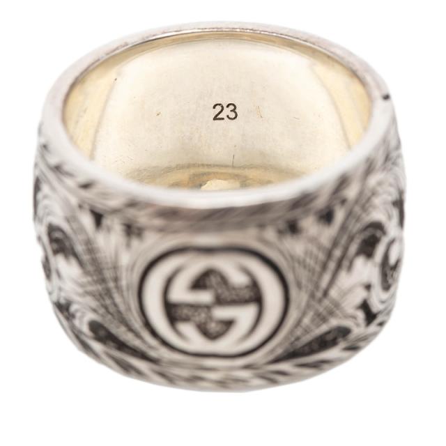 グッチ タイガーヘッド ガーデン リング 指輪 #23 シルバー グリーン SV925 シルバー マカライト メンズ GUCCI 【中古】_4