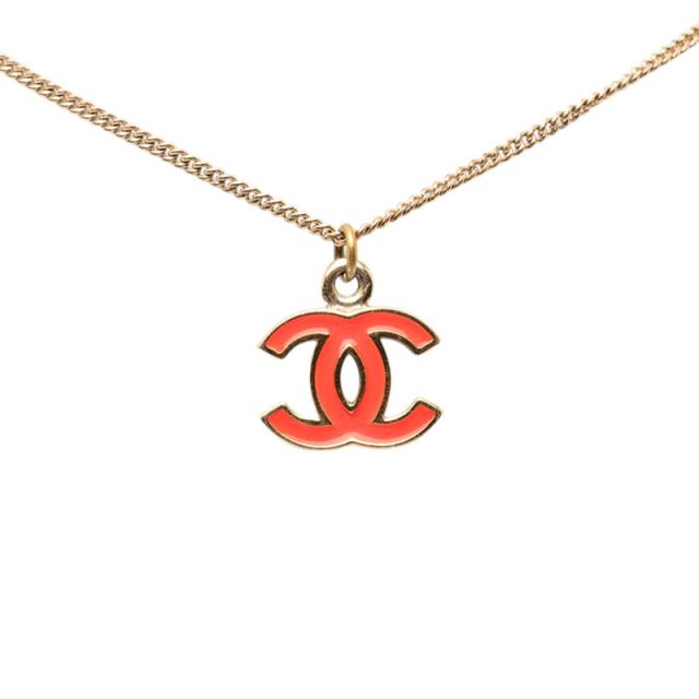 シャネル ココマーク ペンダント ネックレス 04A ゴールド レッド 赤 メッキ エナメル レディース CHANEL 【中古】