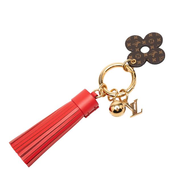 ルイ ヴィトン モノグラム ビジューサック フェティッシュ タッセル バッグチャーム M63087 レッド レザー LOUIS VUITTON【中古】