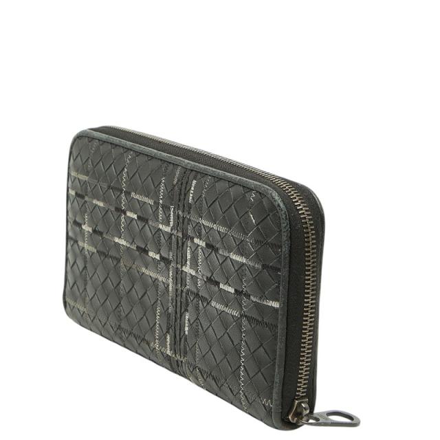 ボッテガヴェネタ イントレチャート アトラス 刺? ステッチ ファスナー 長財布 限定品 廃盤 ブラック レザー BOTTEGAVENETA 【中古】_1