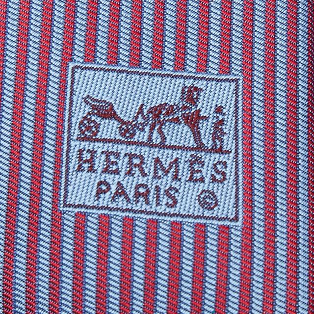 エルメス ストライプ ネクタイ パープル 紫 シルク メンズ HERMES