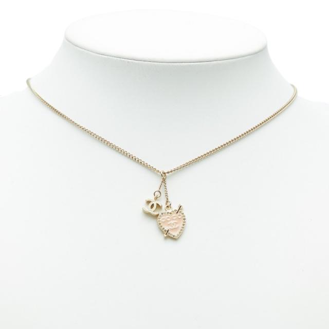 シャネル ココマーク ハート&amp;アロー ラインストーン ペンダント ネックレス 10P ゴールド ピンク メッキ エナメル CHANEL 【中古】_5