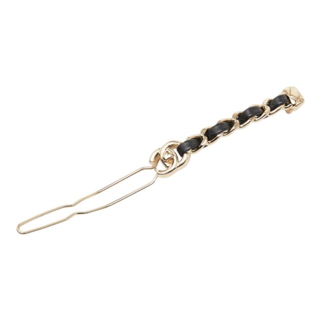 シャネル ココマーク ターンロック バレッタ ヘアアクセサリー ゴールド ブラック メッキ レザー レディース CHANEL 【中古】_2