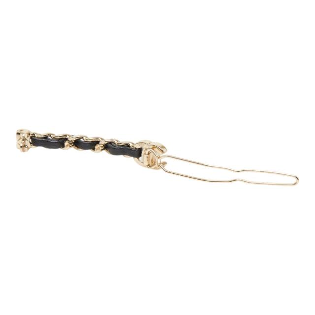 シャネル ココマーク ターンロック バレッタ ヘアアクセサリー ゴールド ブラック メッキ レザー レディース CHANEL 【中古】_3