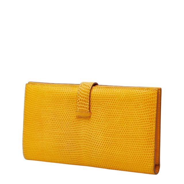 エルメス ベアン スフレ 長財布 イエロー リザード レディース HERMES