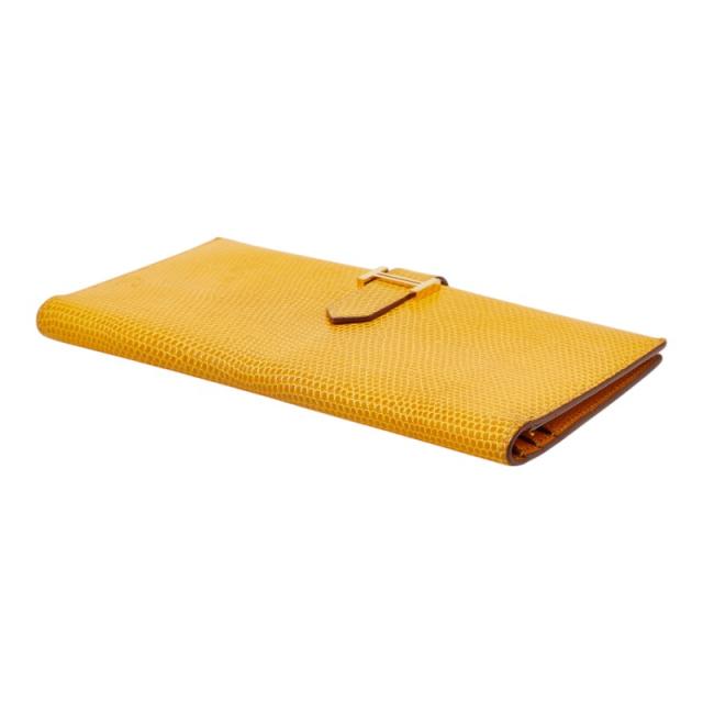 エルメス ベアン スフレ 長財布 イエロー リザード レディース HERMES