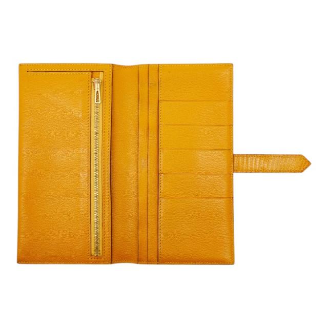HERMES エルメス べアン スフレ 長財布 リザード ゴールド 茶 エルメス ベアン スフレ 長財布 イエロー リザード レディース HERMES