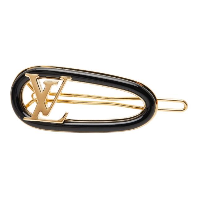 ルイ ヴィトン マイ LV チェーン バレッタ ヘアアクセサリー M02294 ゴールド ブラック メッキ エナメル LOUIS VUITTON 【中古】