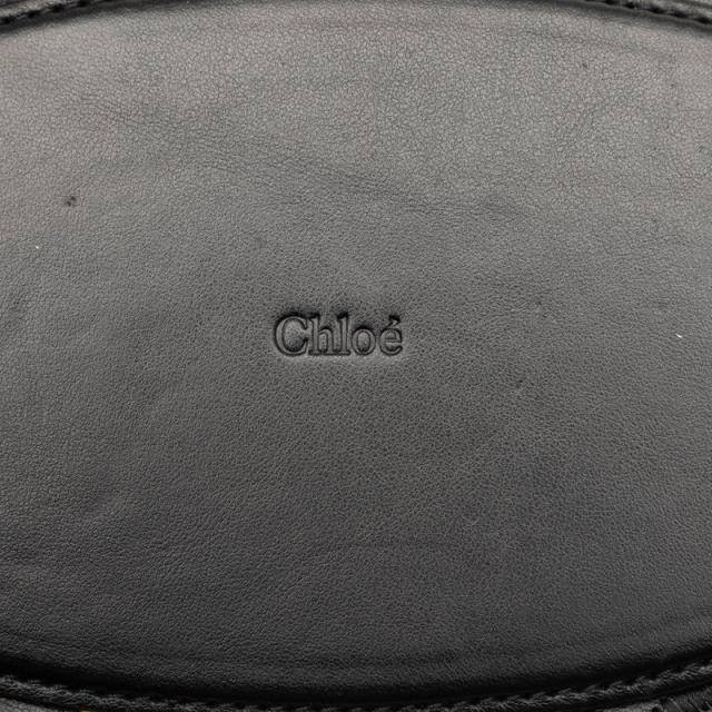 クロエ ロゴ ミディアム バスケット ハンドバッグ カゴバッグ ベージュ ブラック ラフィア レザー レディース Chloe 【中古】_3