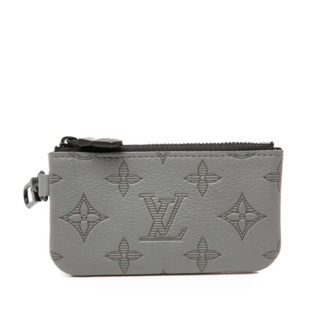 ルイ ヴィトン モノグラム シャドウ デュオ メッセンジャー 付属品 ポーチ M46104 グレー レザー レディース LOUIS VUITTON 【中古】