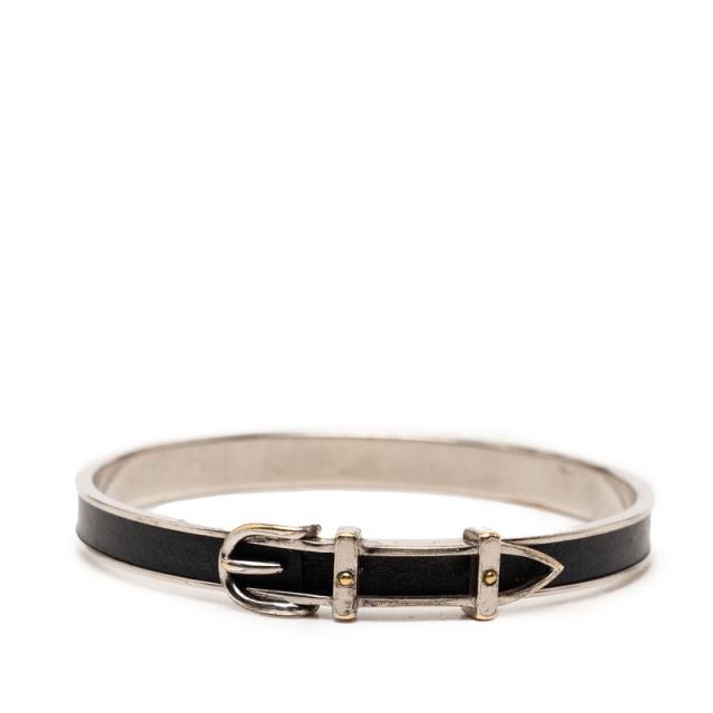 レザー バングル エルメス ブラック - ブレスレット HERMES シルバー