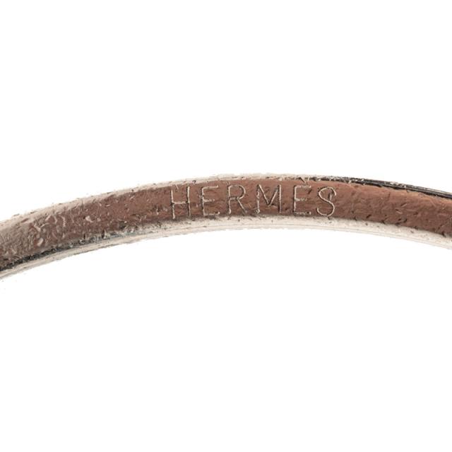 エルメス ベルトモチーフ バングル シルバー ブラック メタル レザー
