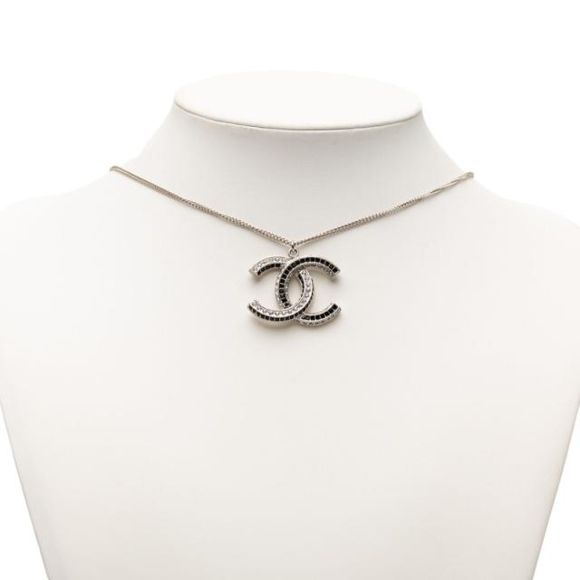シャネル ココマーク ラインストーン ネックレス シルバー ブラック メタル レディース CHANEL 【中古】_6
