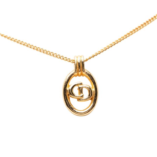 ディオール CDロゴ チェーン ペンダント ネックレス メッキ レディース Dior 【中古】