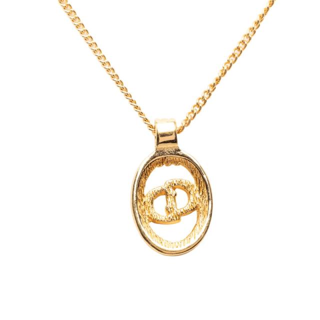 ディオール CDロゴ チェーン ペンダント ネックレス メッキ レディース Dior 【中古】_1