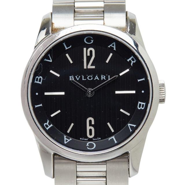 ブルガリ ソロテンポ 腕時計 ST37S クオーツ ブラック文字盤 ステンレススチール メンズ BVLGARI 【中古】