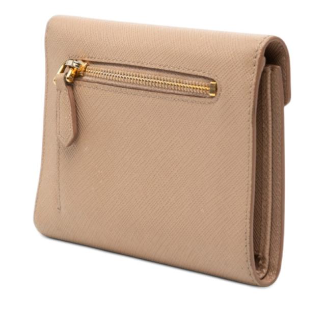 プラダ サフィアーノ レター 三つ折り財布 1MH002 カメオ ベージュ レザー レディース PRADA 【中古】_1