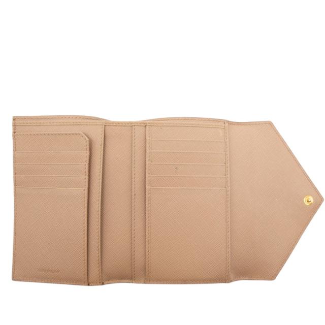 プラダ サフィアーノ レター 三つ折り財布 1MH002 カメオ ベージュ レザー レディース PRADA 【中古】_4