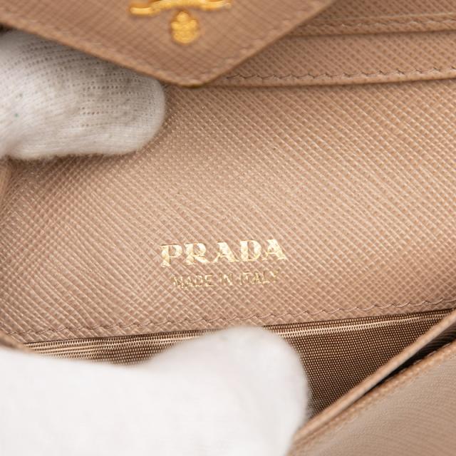 プラダ サフィアーノ レター 三つ折り財布 1MH002 カメオ ベージュ レザー レディース PRADA 【中古】_5
