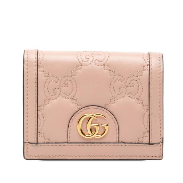 グッチ GGマトラッセ GGロゴ キルティング 二つ折り財布 723786 ピンク レザー レディース GUCCI 【中古】