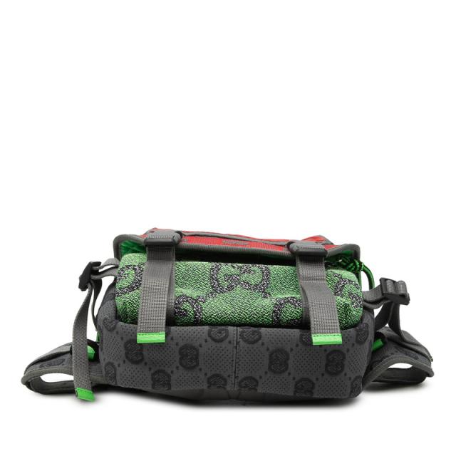 グッチ GGナイロン スモールバックパック ボディバッグ 752100 レッド グリーン グレー レザー ラバー キャンバス メンズ GUCCI 【中古】_2