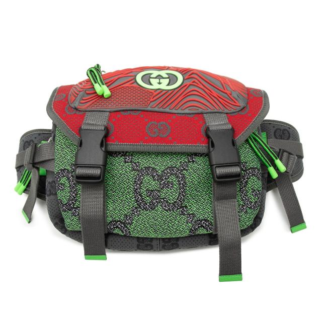 グッチ GGナイロン スモールバックパック ボディバッグ 752100 レッド グリーン グレー レザー ラバー キャンバス メンズ GUCCI 【中古】_3