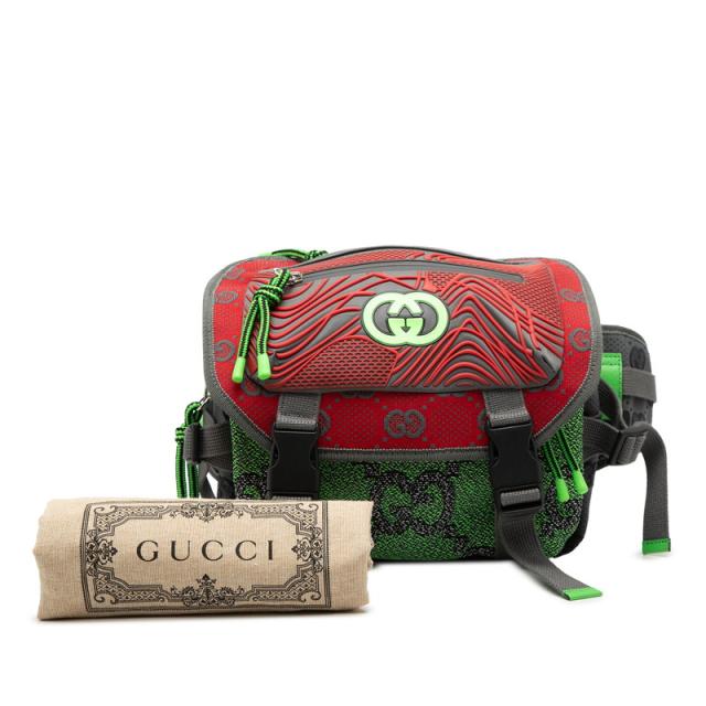 グッチ GGナイロン スモールバックパック ボディバッグ 752100 レッド グリーン グレー レザー ラバー キャンバス メンズ GUCCI 【中古】_7
