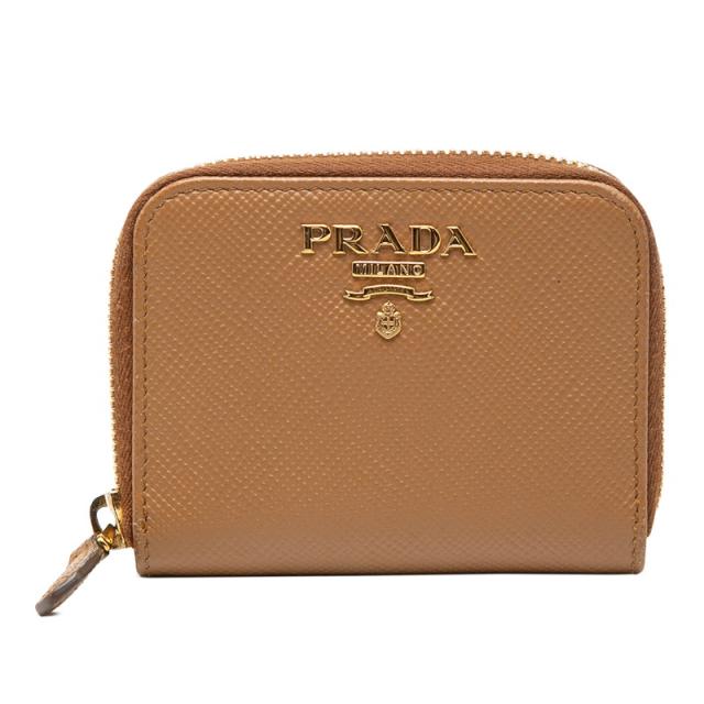プラダ ロゴ コインケース 小銭入れ 1MM268 キャラメル ブラウン サフィアーノレザー レディース PRADA 【中古】