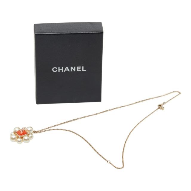 シャネル ココマーク ラインストーン ネックレス ゴールド オレンジ メッキ フェイクパール レディース CHANEL 【中古】_5