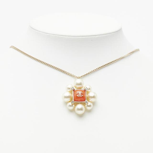 シャネル ココマーク ラインストーン ネックレス ゴールド オレンジ メッキ フェイクパール レディース CHANEL 【中古】_6