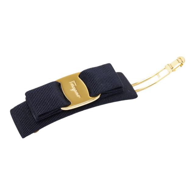 サルヴァトーレフェラガモ ヴァラリボン バレッタ ヘアアクセサリー ゴールド ブラック メッキ キャンバス Salvatore Ferragamo 【中古】_2