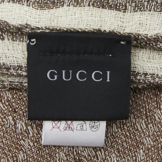 グッチ ストール 336385 ブラウン 麻・リネン コットン レディース GUCCI 【中古】_3