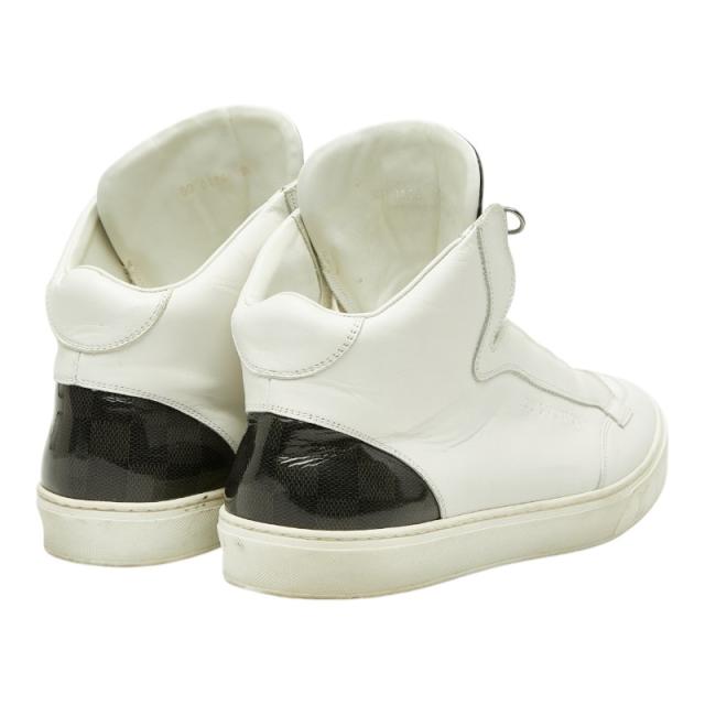 ルイ ヴィトン ダミエ ミドルカット スニーカー サイズ9 1/2 ホワイト ブラック レザー メンズ LOUIS VUITTON 【中古】