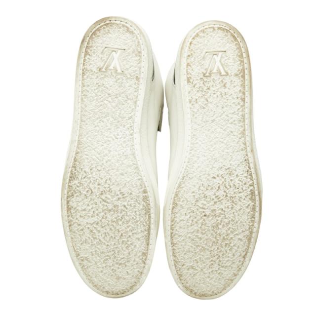 ルイ ヴィトン ダミエ ミドルカット スニーカー サイズ9 1/2 ホワイト ブラック レザー メンズ LOUIS VUITTON 【中古】